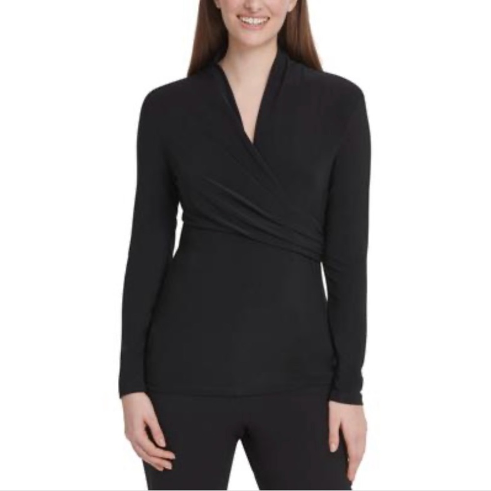 DKNY Black Wrap Top